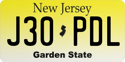 NJ license plate J30PDL