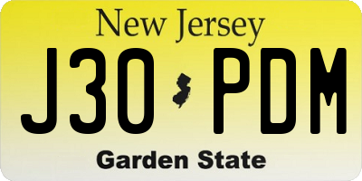 NJ license plate J30PDM