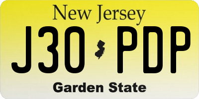 NJ license plate J30PDP