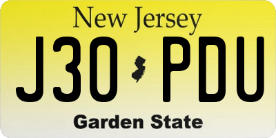 NJ license plate J30PDU