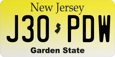 NJ license plate J30PDW