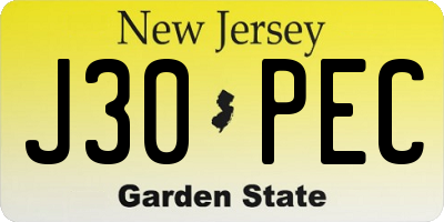 NJ license plate J30PEC