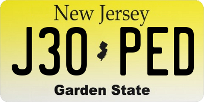 NJ license plate J30PED