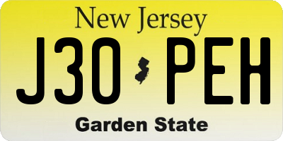 NJ license plate J30PEH