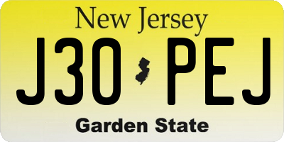 NJ license plate J30PEJ