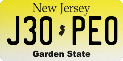 NJ license plate J30PEO