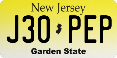 NJ license plate J30PEP