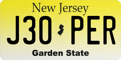 NJ license plate J30PER