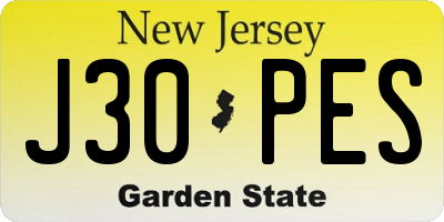 NJ license plate J30PES