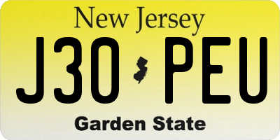 NJ license plate J30PEU