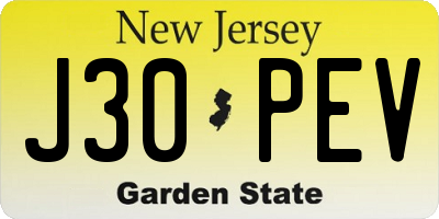 NJ license plate J30PEV