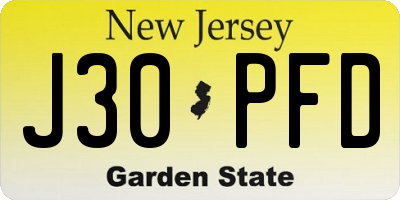 NJ license plate J30PFD