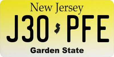 NJ license plate J30PFE
