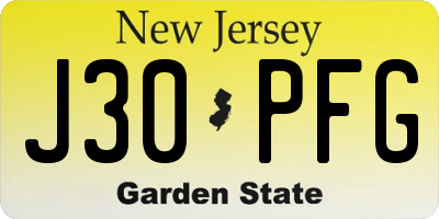 NJ license plate J30PFG