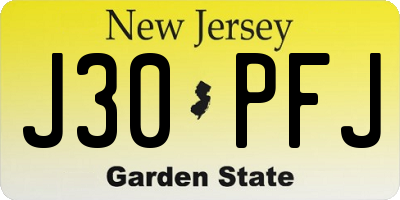 NJ license plate J30PFJ