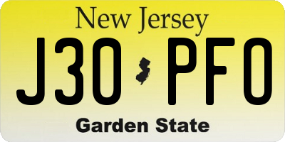 NJ license plate J30PFO