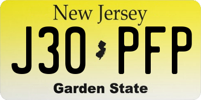 NJ license plate J30PFP