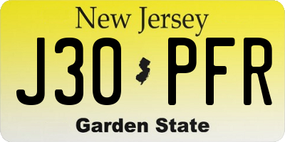 NJ license plate J30PFR