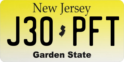 NJ license plate J30PFT