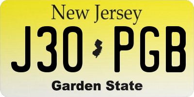 NJ license plate J30PGB