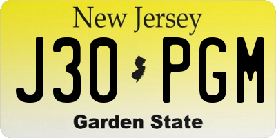 NJ license plate J30PGM