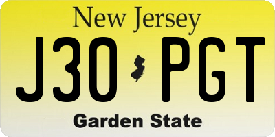 NJ license plate J30PGT
