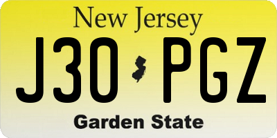 NJ license plate J30PGZ