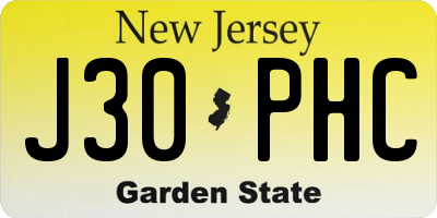 NJ license plate J30PHC