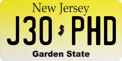 NJ license plate J30PHD