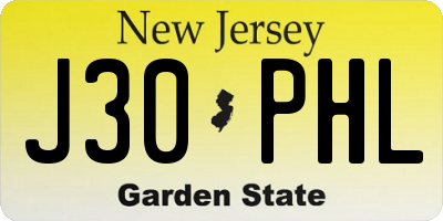 NJ license plate J30PHL
