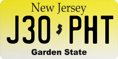 NJ license plate J30PHT