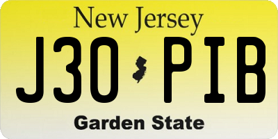 NJ license plate J30PIB
