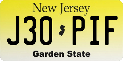 NJ license plate J30PIF