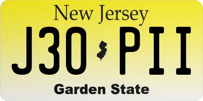 NJ license plate J30PII