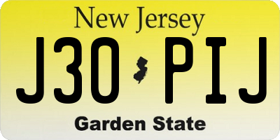 NJ license plate J30PIJ