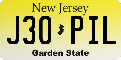 NJ license plate J30PIL