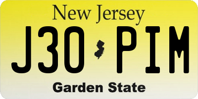 NJ license plate J30PIM