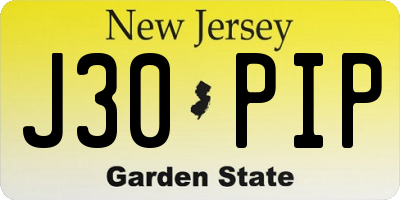 NJ license plate J30PIP