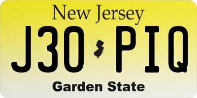 NJ license plate J30PIQ