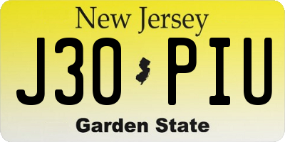 NJ license plate J30PIU