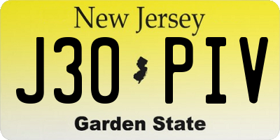 NJ license plate J30PIV