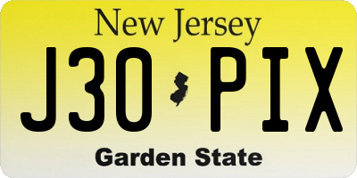 NJ license plate J30PIX
