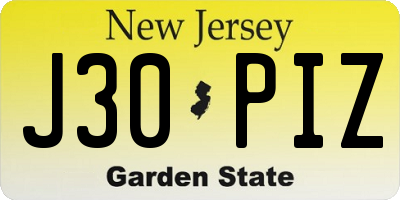 NJ license plate J30PIZ