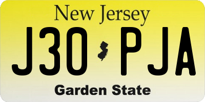 NJ license plate J30PJA