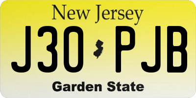 NJ license plate J30PJB