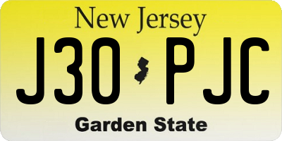 NJ license plate J30PJC