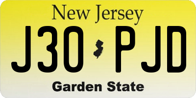 NJ license plate J30PJD