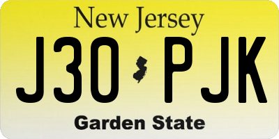 NJ license plate J30PJK