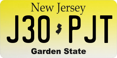 NJ license plate J30PJT