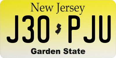 NJ license plate J30PJU
